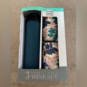 Double Wall Wine Set - Blue and floral